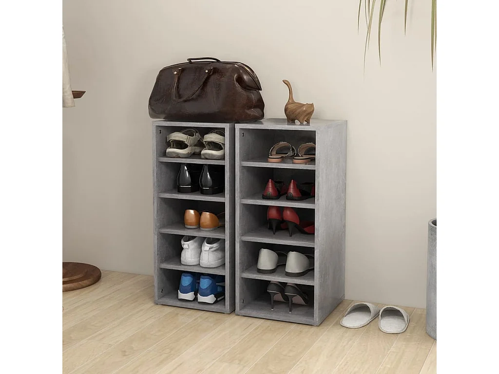 Armoires à chaussures 2 pcs Gris béton 31,5x35x70
