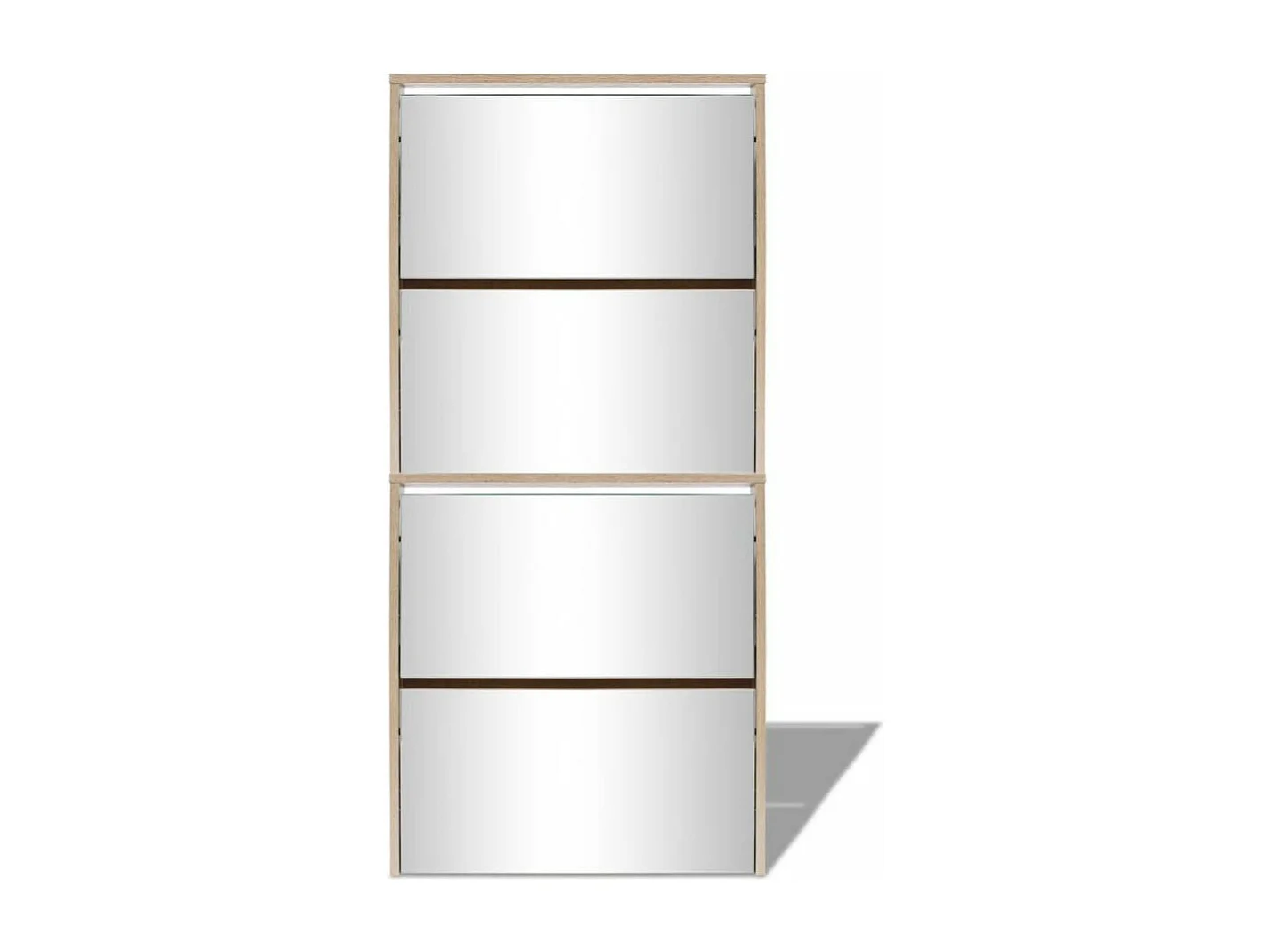 Meuble à chaussures 4 étagères avec miroir 63x17x134 Chêne