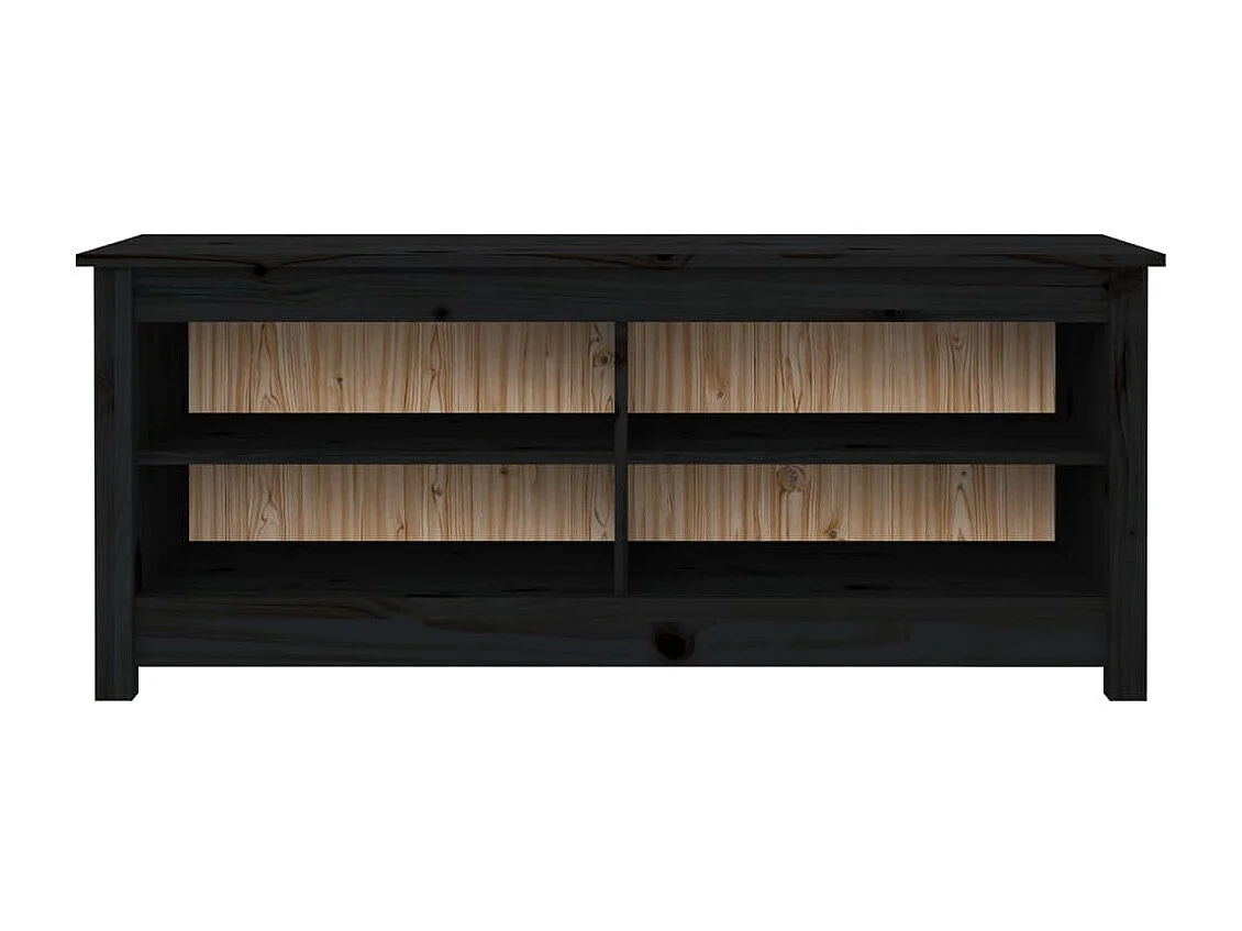 Banc à chaussures Noir 110x38x45,5 Bois de pin massif