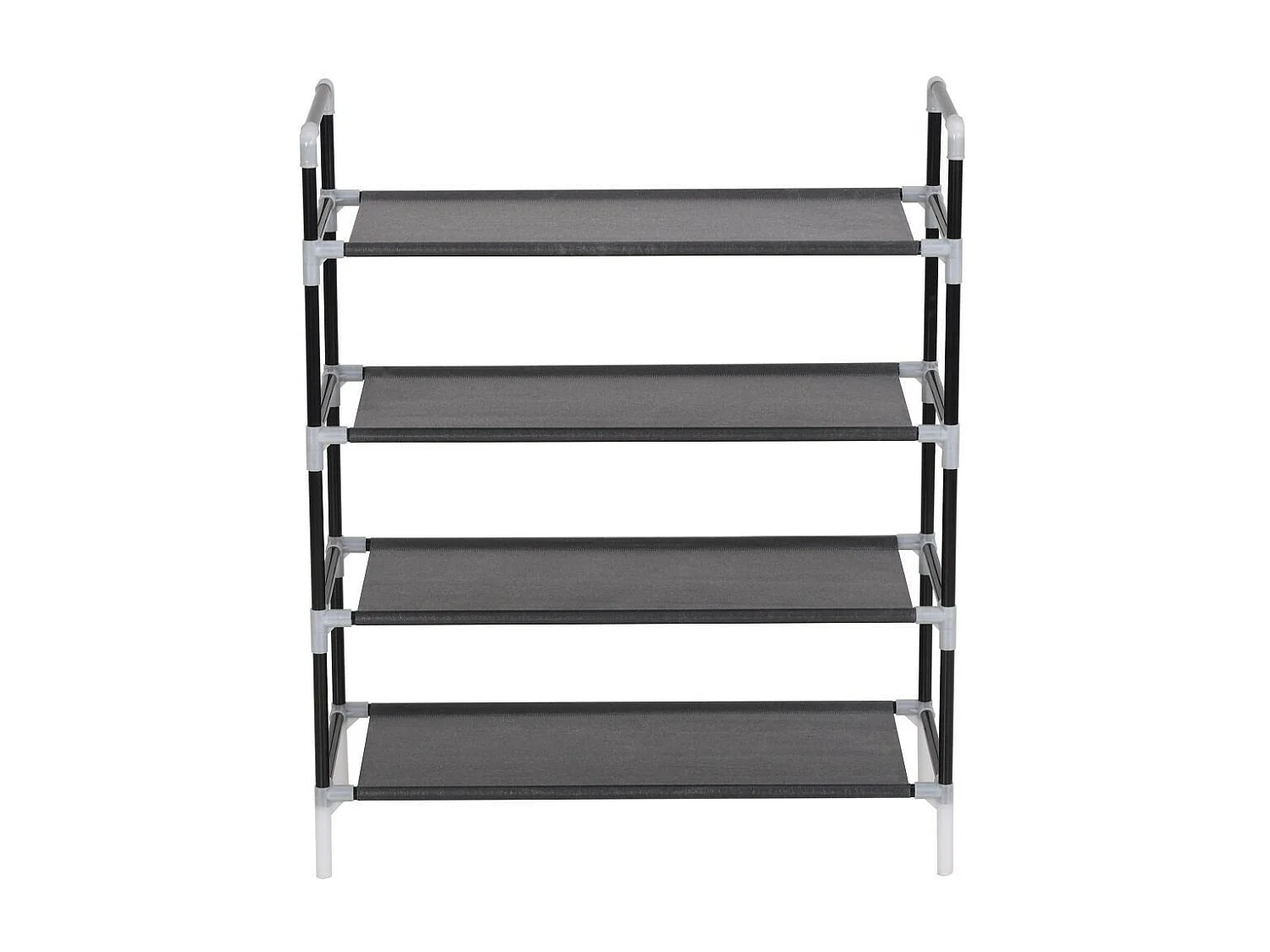 Range-chaussures avec 4 étagères Métal et Tissu non tissé Noir