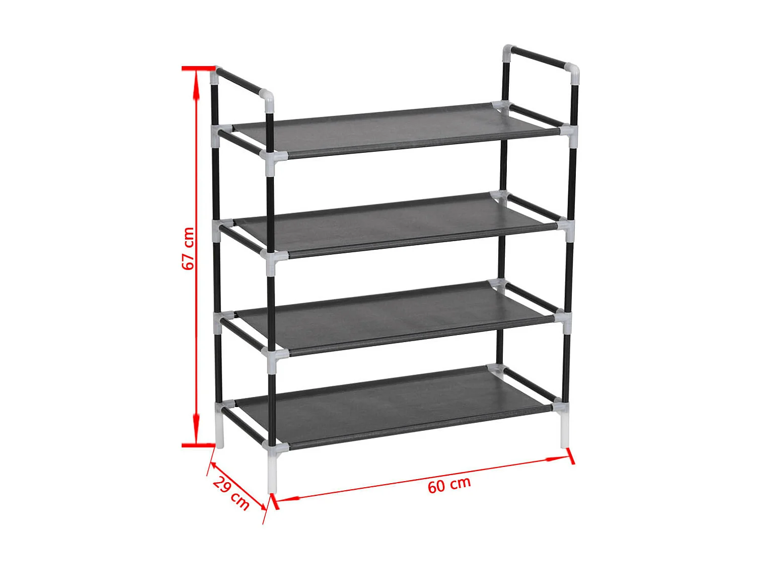 Range-chaussures avec 4 étagères Métal et Tissu non tissé Noir