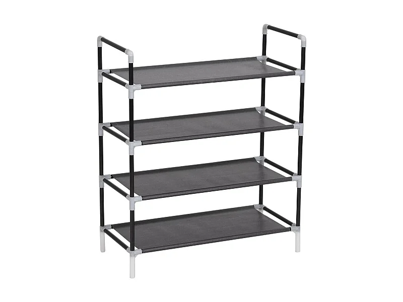 Range-chaussures avec 4 étagères Métal et Tissu non tissé Noir