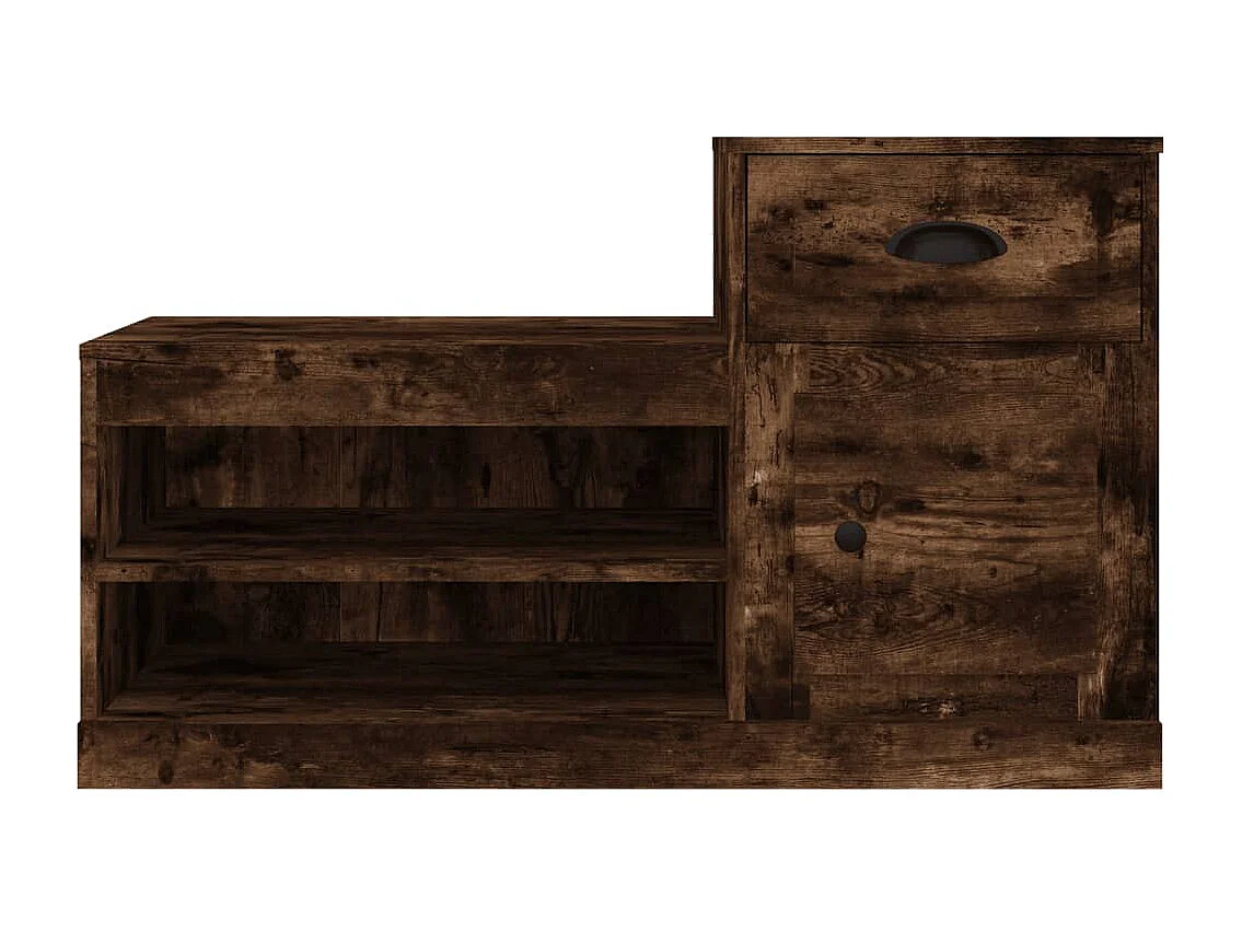 Armoire à chaussures chêne fumé 100x42x60 bois d'ingénierie