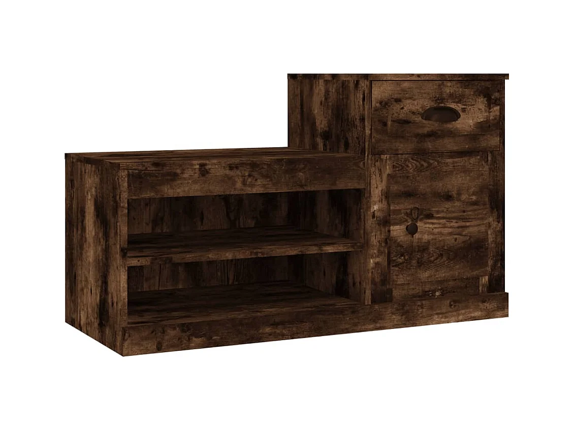 Armoire à chaussures chêne fumé 100x42x60 bois d'ingénierie