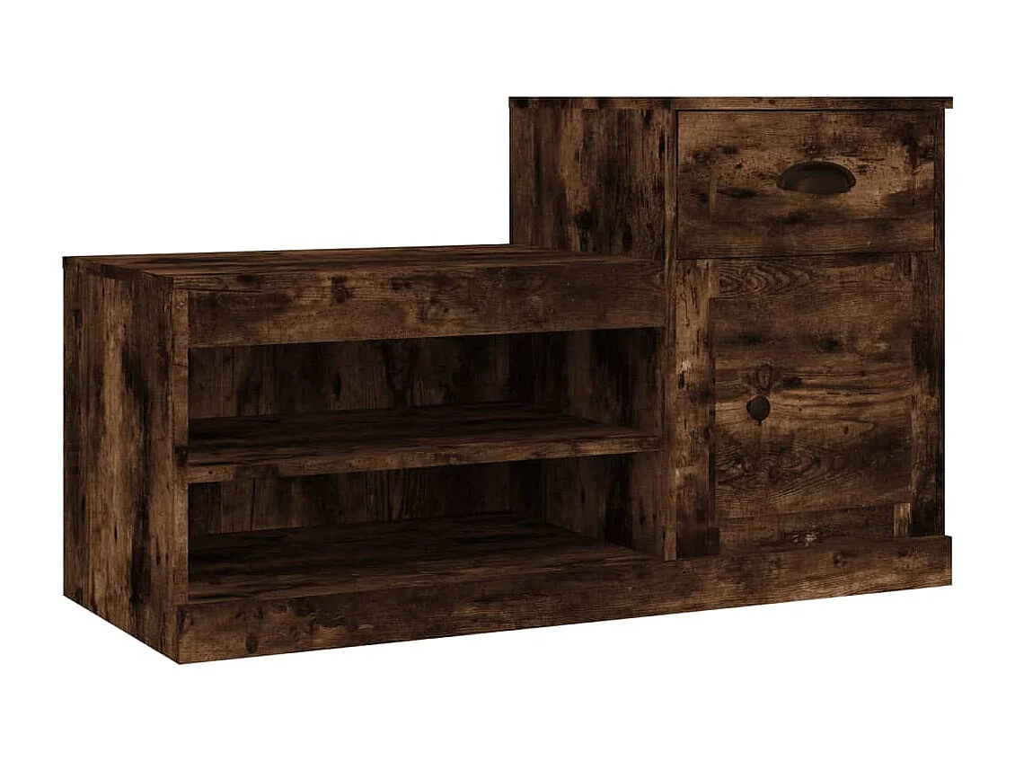 Armoire à chaussures chêne fumé 100x42x60 bois d'ingénierie