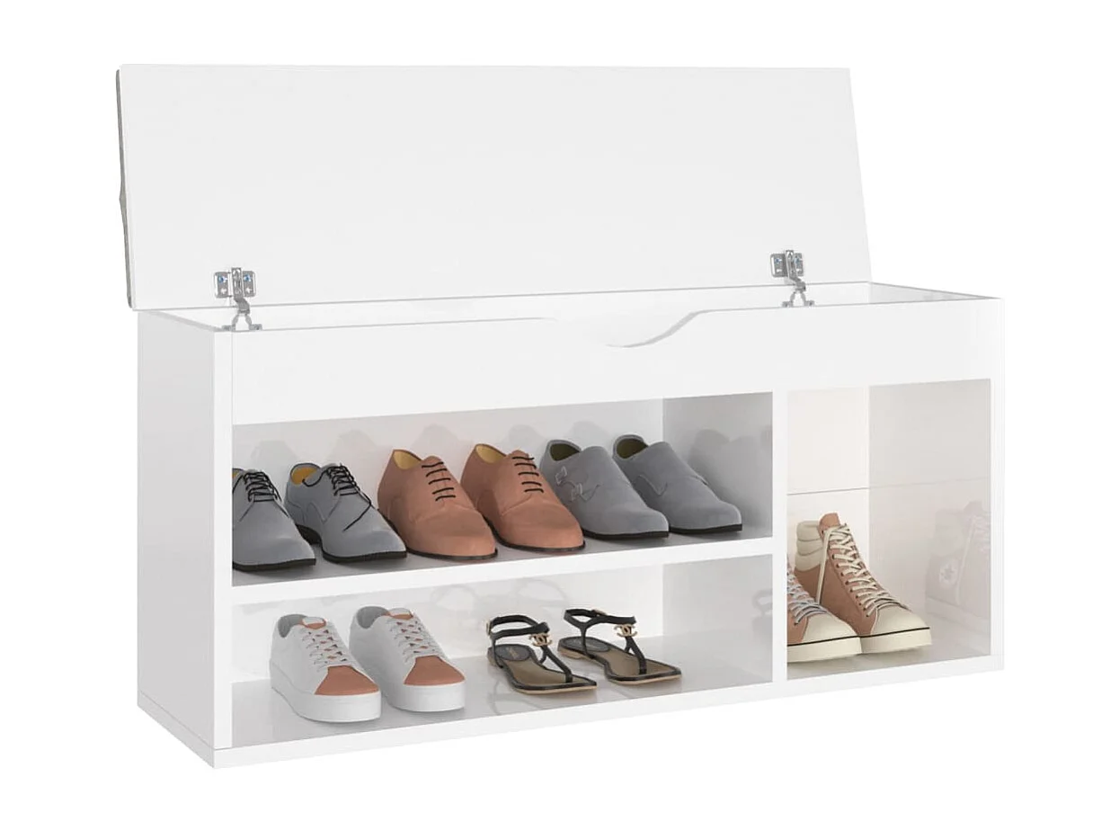 Banc à chaussures coussin Blanc brillant 104x30x49