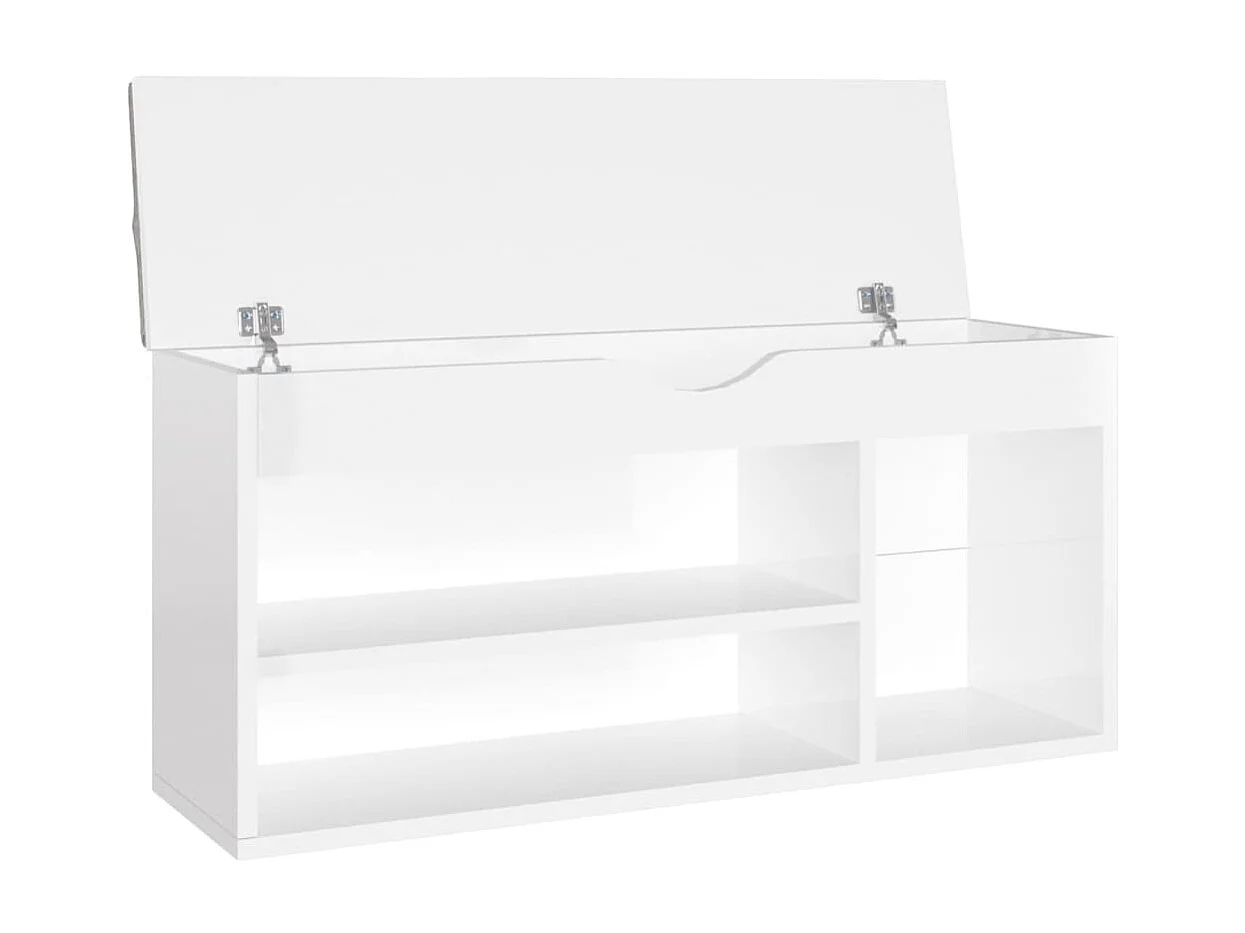 Banc à chaussures coussin Blanc brillant 104x30x49