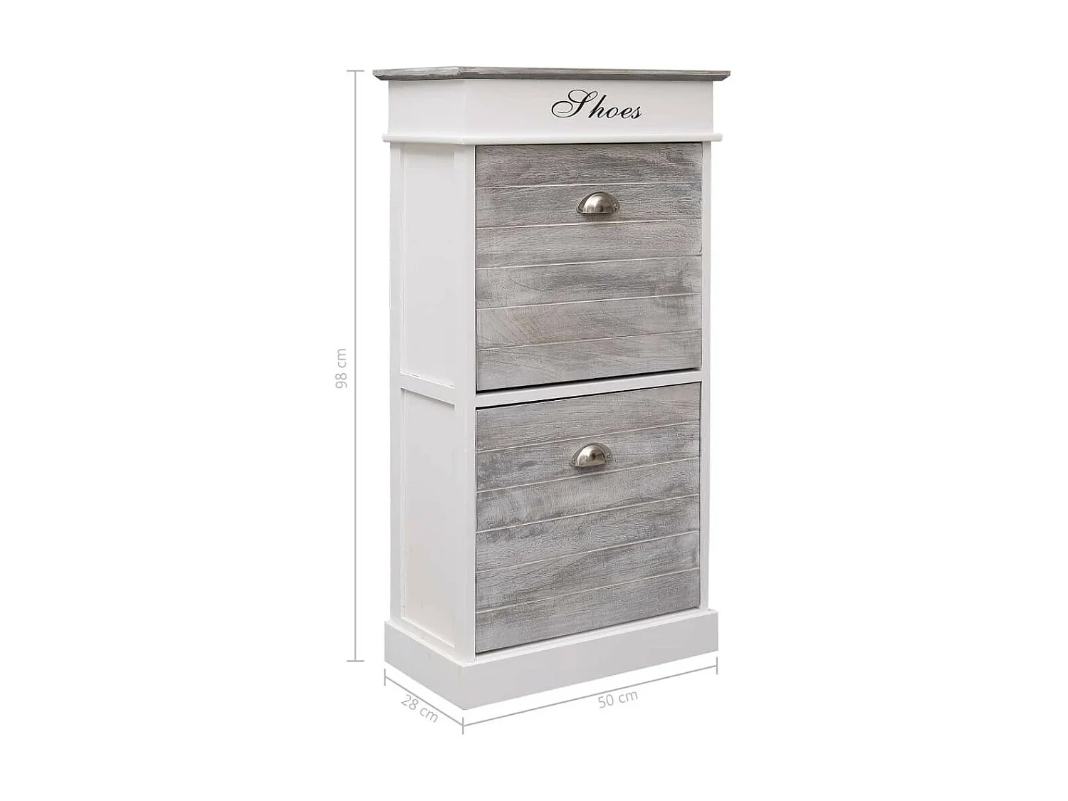 Armoire à chaussures Gris 50 x 28x98 Bois de Paulownia