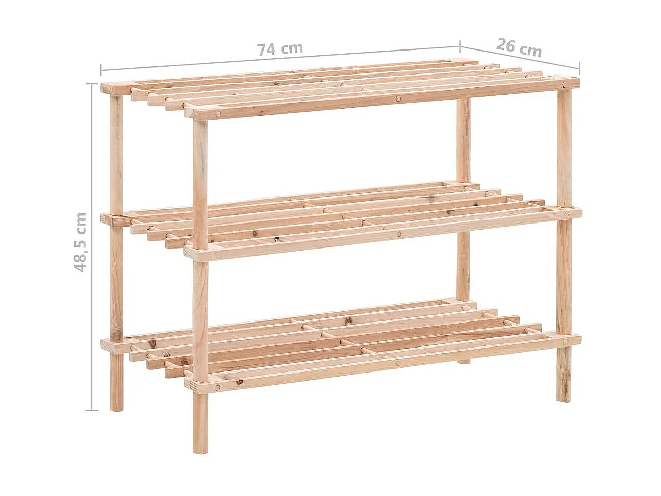 Range-chaussures à 3 étagères Bois de sapin solide