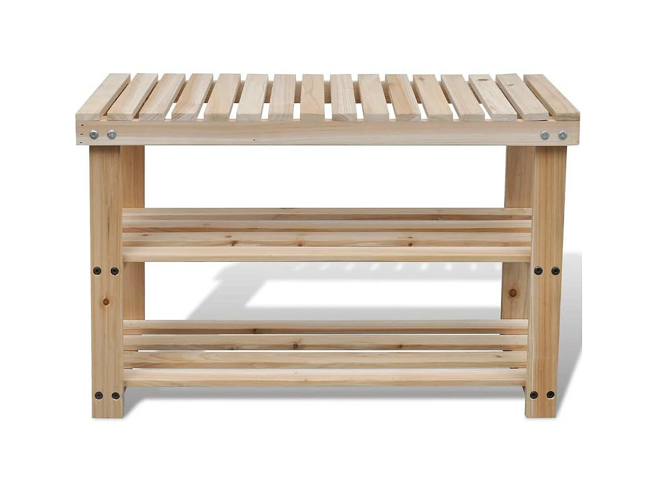 Étagère à chaussures 2 en 1 et dessus banc Bois de sapin massif