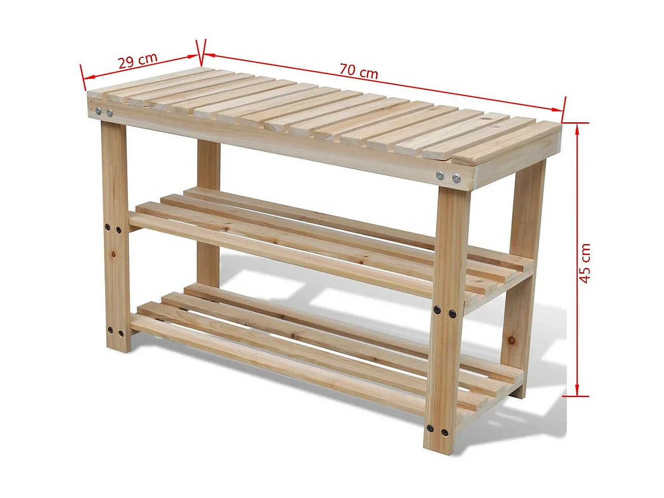 Étagère à chaussures 2 en 1 et dessus banc Bois de sapin massif