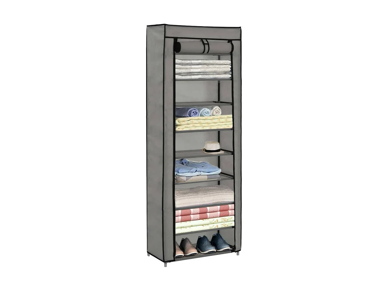 Armoire à chaussures avec housse Gris 57x29x162 Tissu