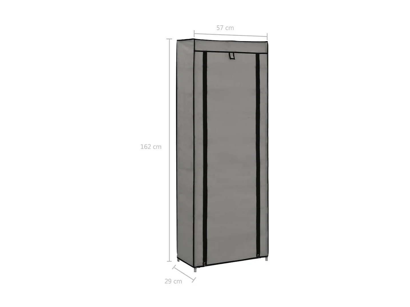Armoire à chaussures avec housse Gris 57x29x162 Tissu