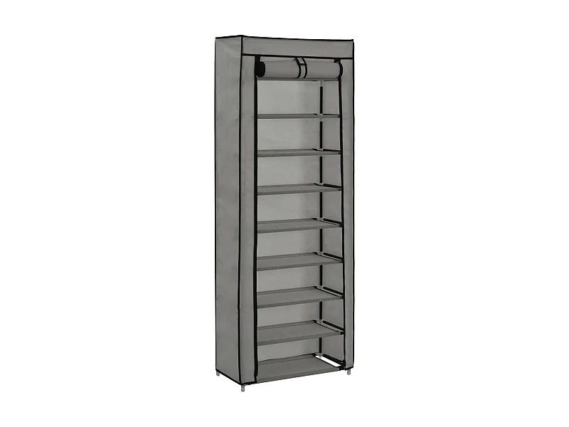 Armoire à chaussures avec housse Gris 57x29x162 Tissu