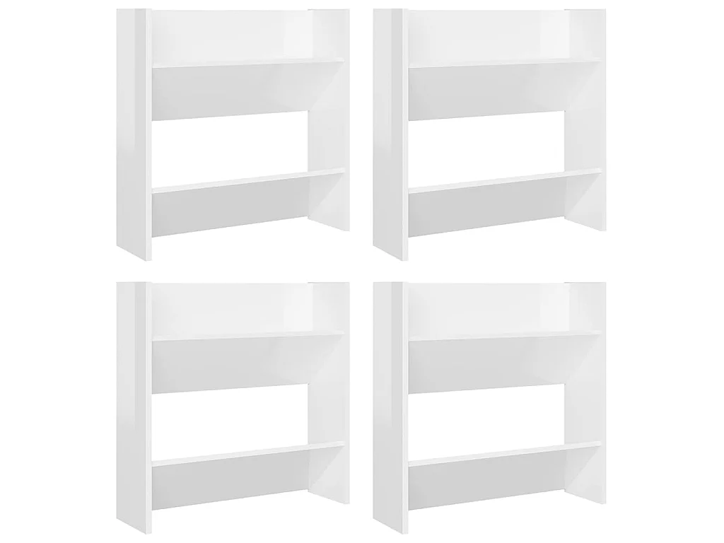 Armoires à chaussures murales 4 pcs Blanc brillant 60x18x60
