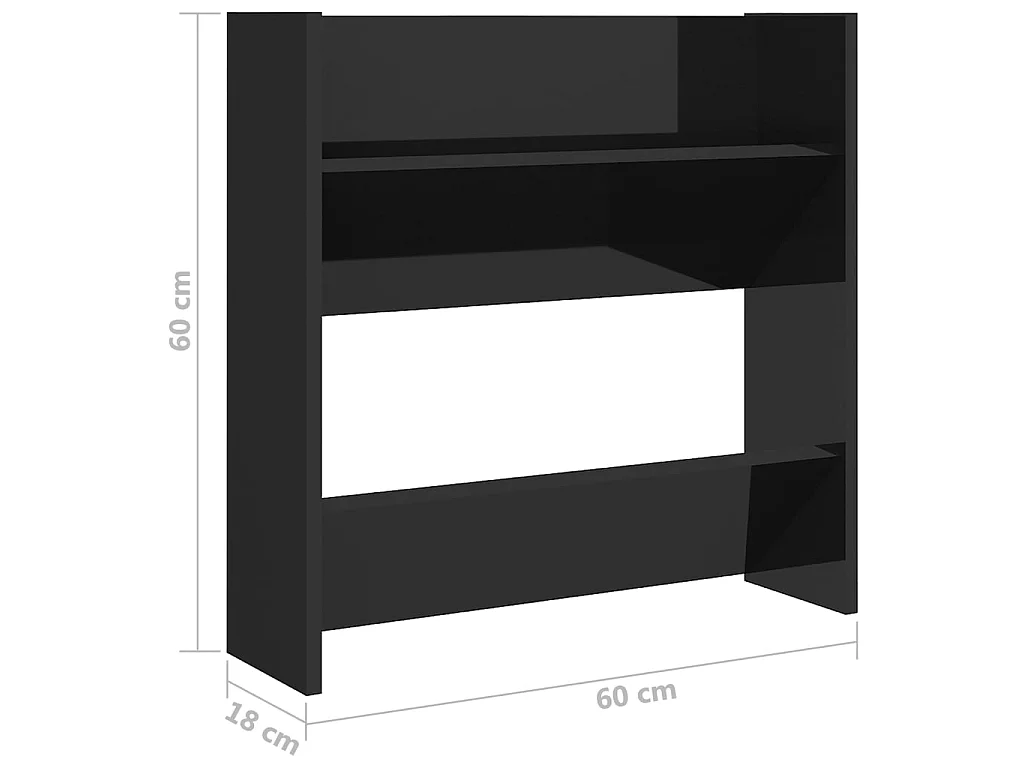 Armoires à chaussures murales 4 pcs Noir brillant 60x18x60