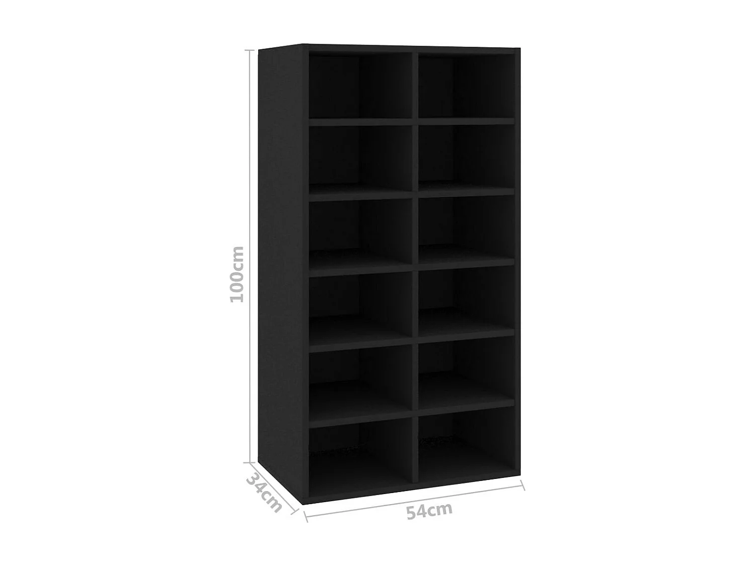 Étagère à chaussures Noir 54 x 34x100