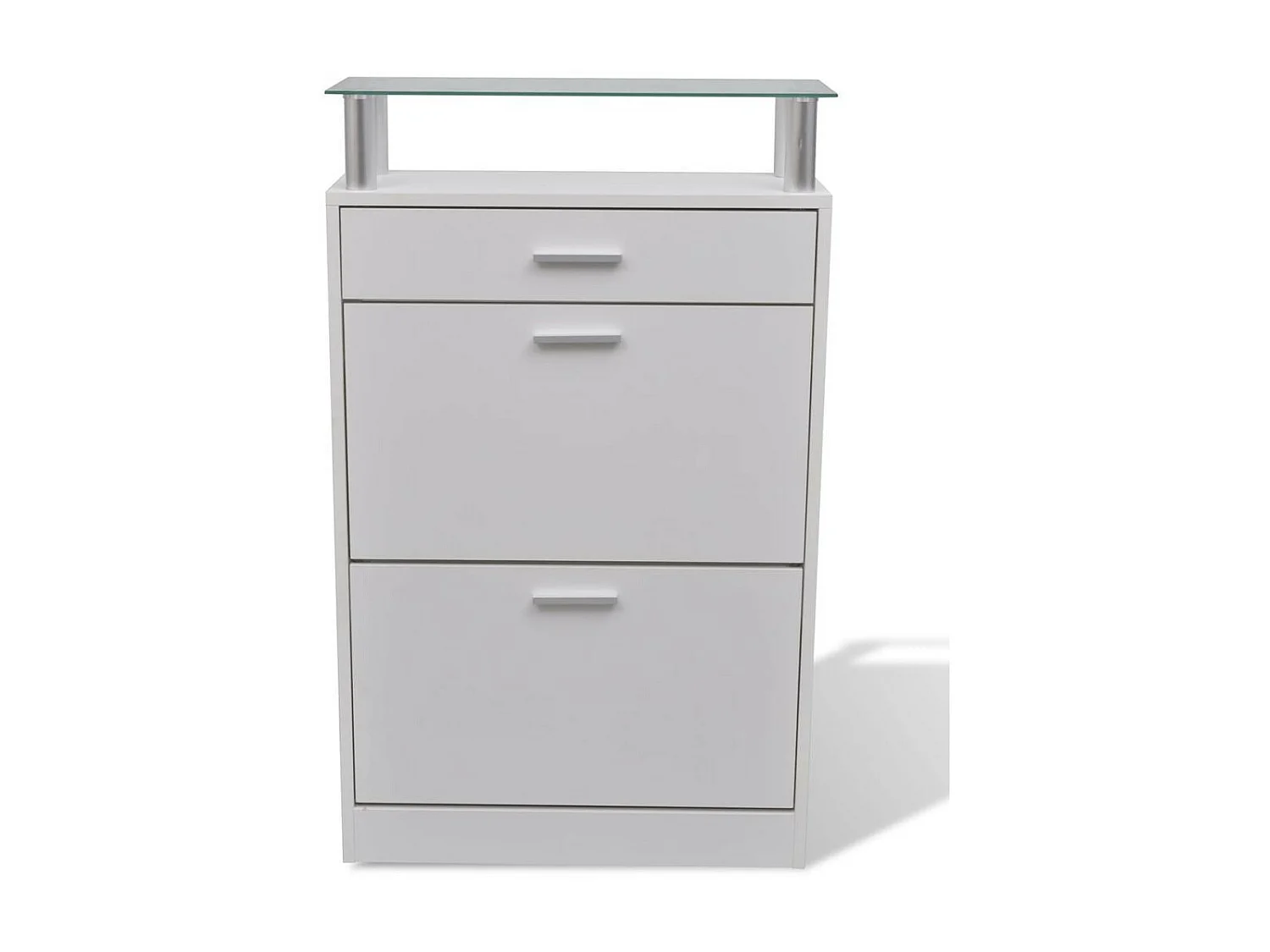 Meuble à chaussures avec tiroir et plateau en verre Bois Blanc