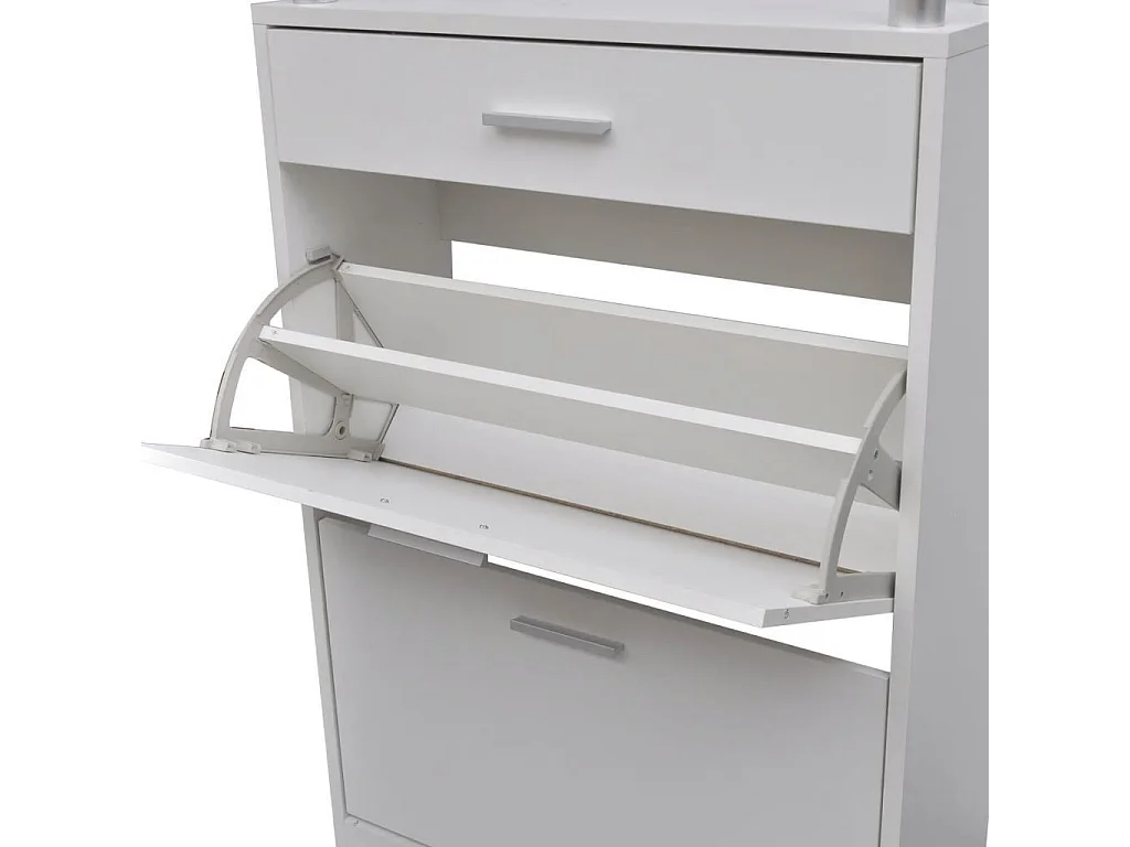 Meuble à chaussures avec tiroir et plateau en verre Bois Blanc