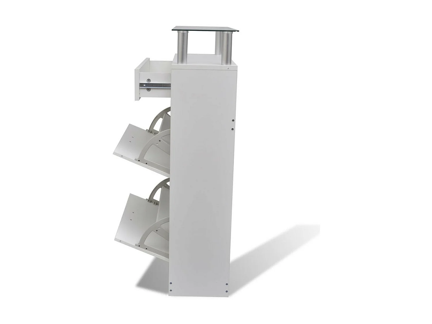 Meuble à chaussures avec tiroir et plateau en verre Bois Blanc