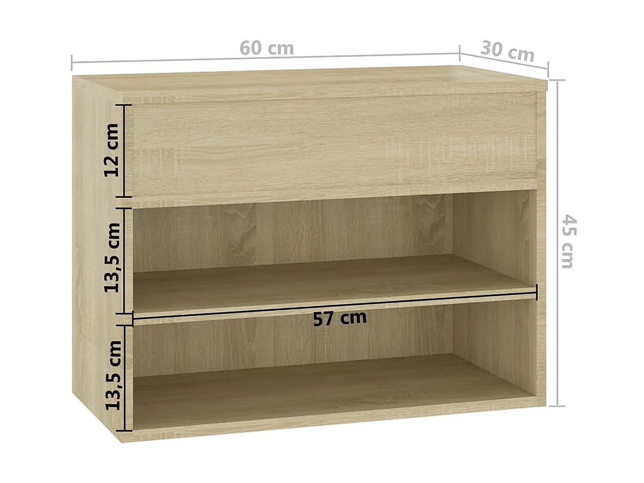 Banc à chaussures Chêne sonoma 60x30x45