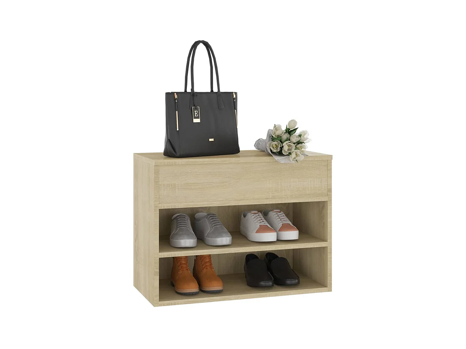 Schoenenbank 60x30x45 cm bewerkt hout sonoma eikenkleurig