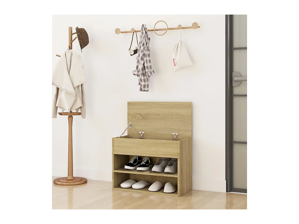 Schoenenbank 60x30x45 cm bewerkt hout sonoma eikenkleurig