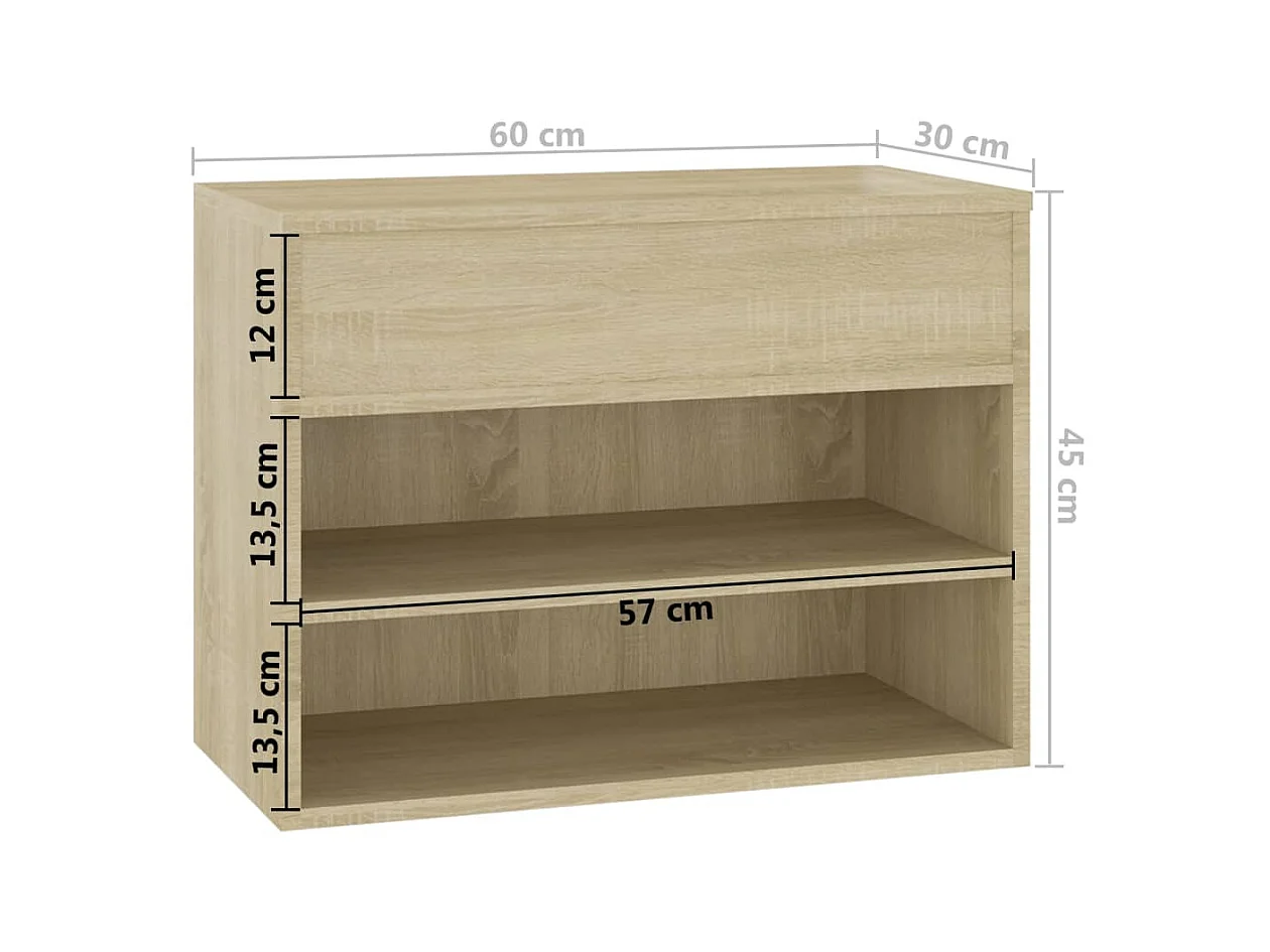 Schoenenbank 60x30x45 cm bewerkt hout sonoma eikenkleurig