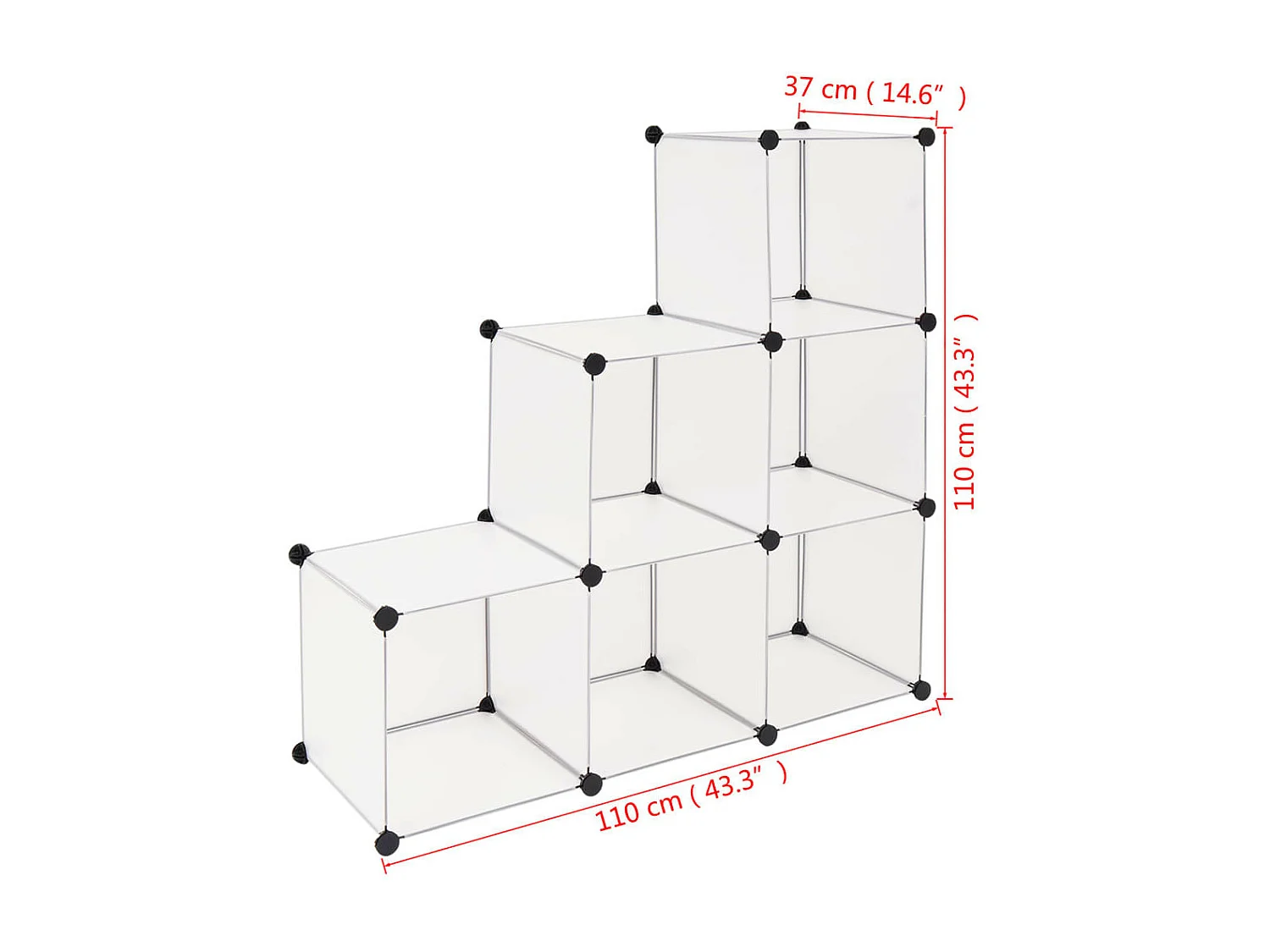 Organisateur de rangement cube avec 6 compartiments Blanc