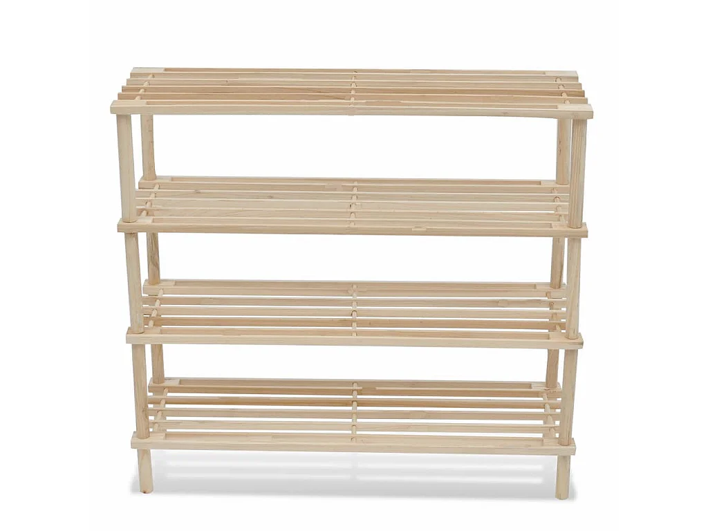Range-chaussures à 4 étagères 2 pcs Bois de sapin solide