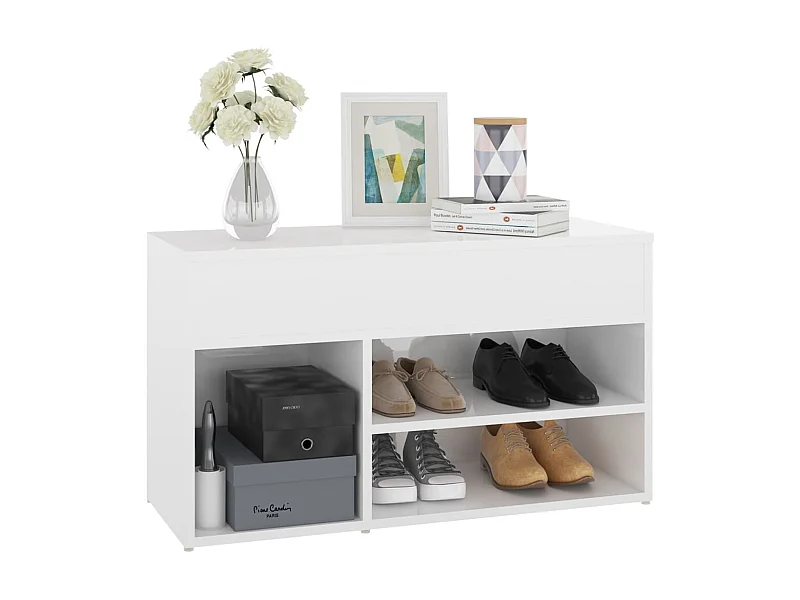 Banc à chaussures Blanc brillant 80x30x45