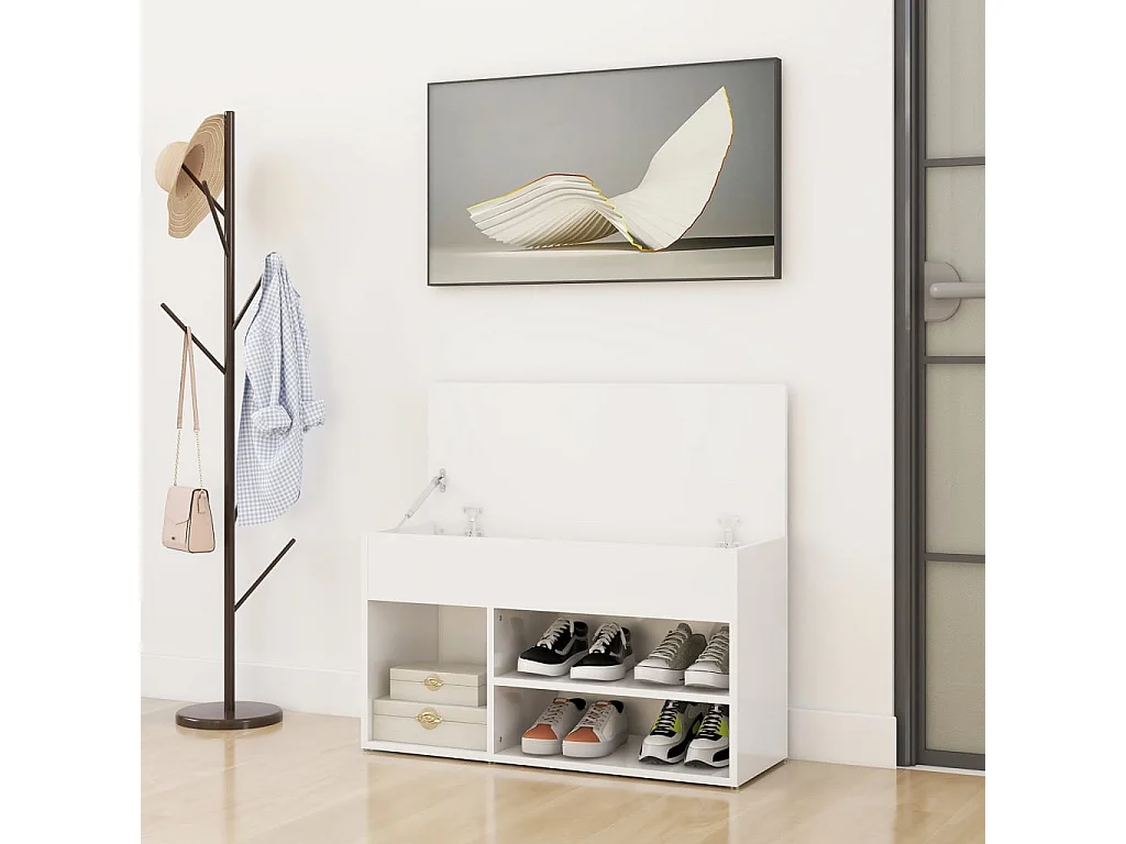 Banc à chaussures Blanc brillant 80x30x45