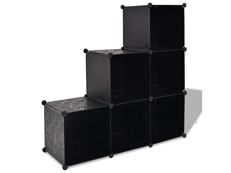 Organisateur de rangement cube avec 6 compartiments Noir