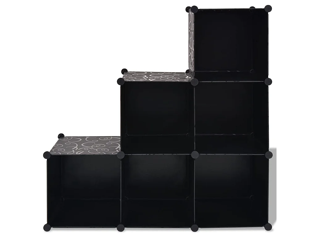Organisateur de rangement cube avec 6 compartiments Noir