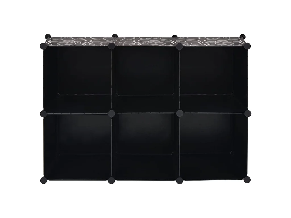 Organisateur de rangement cube avec 6 compartiments Noir