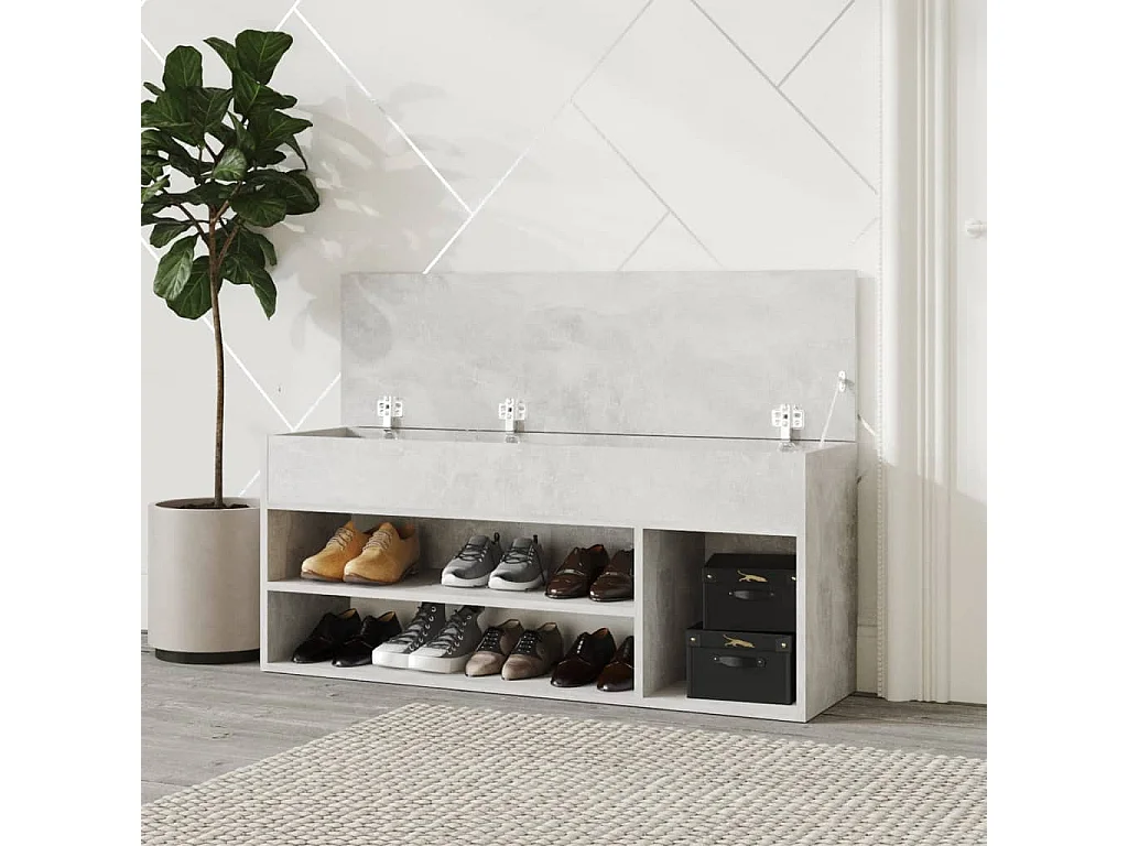 Banc à chaussures Gris béton 105x30x45
