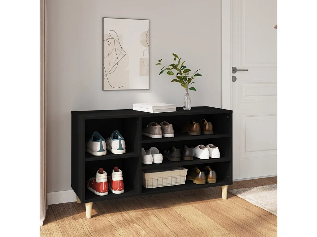 Armoire à chaussures Noir 102x36x60 Bois d'ingénierie