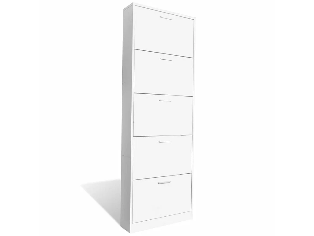 Meuble à chaussures en bois avec 5 compartiments Blanc