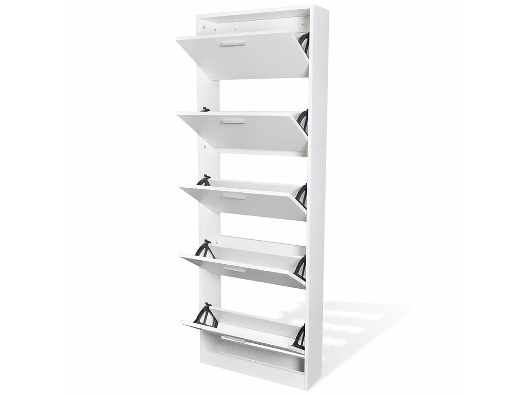 Meuble à chaussures en bois avec 5 compartiments Blanc