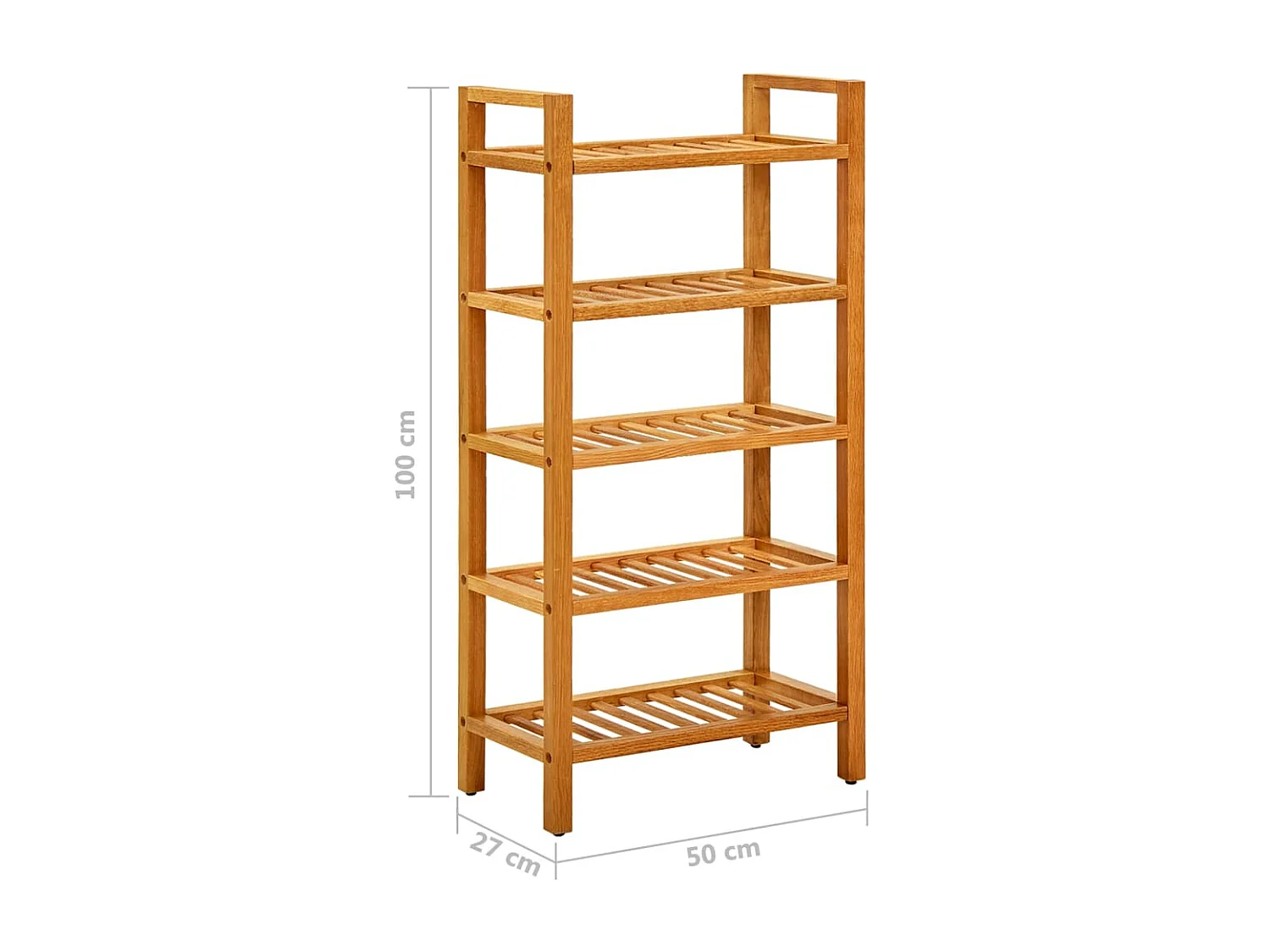 Étagère à chaussures à 5 niveaux 50x27x100 Chêne massif