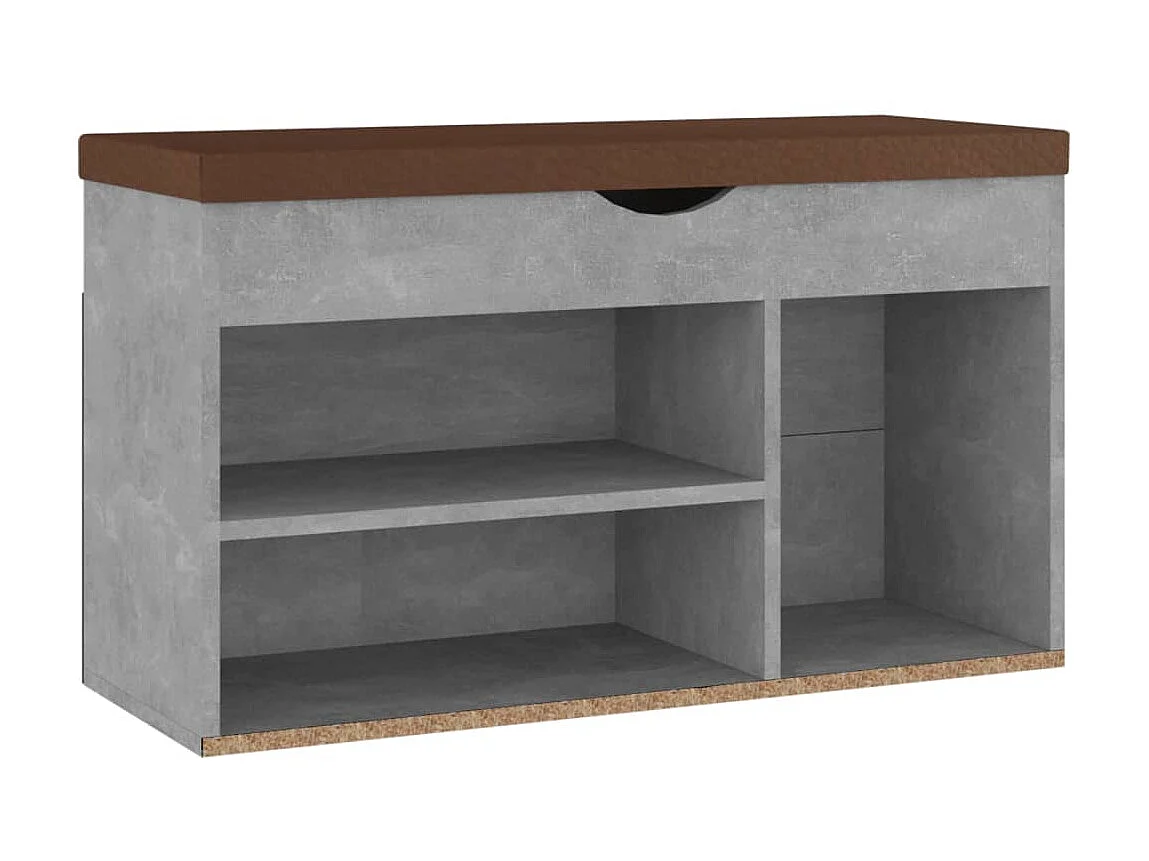 Banc à chaussures avec coussin Gris béton 80x30x47