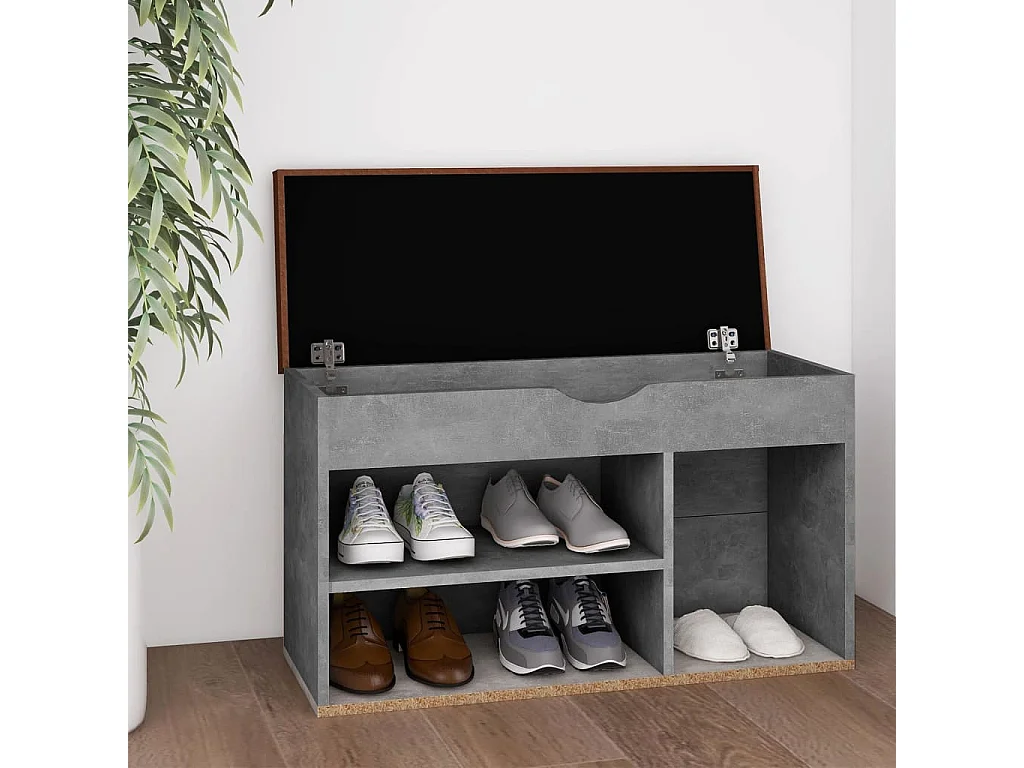 Banc à chaussures avec coussin Gris béton 80x30x47