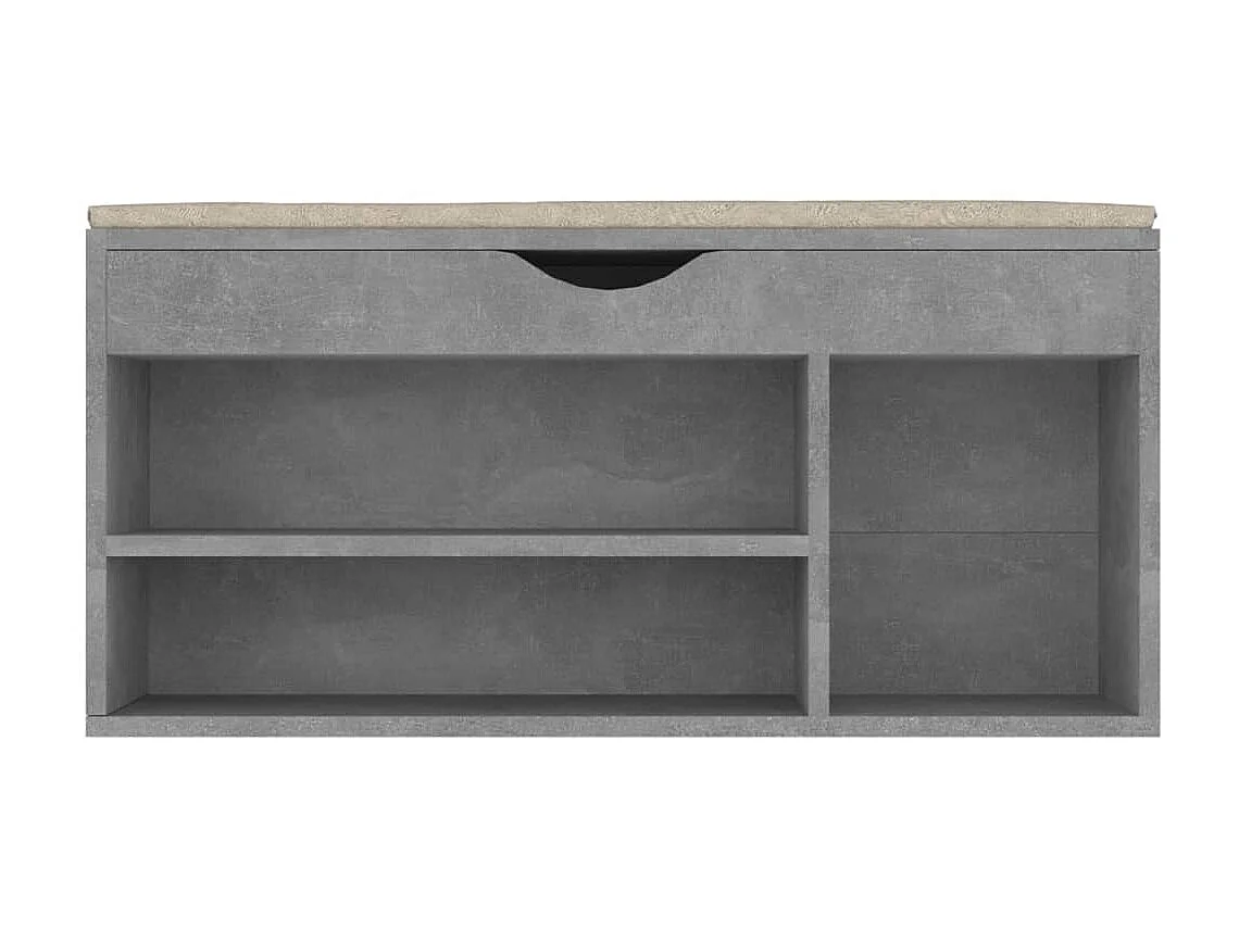 Banc à chaussures avec coussin Gris béton 104x30x49