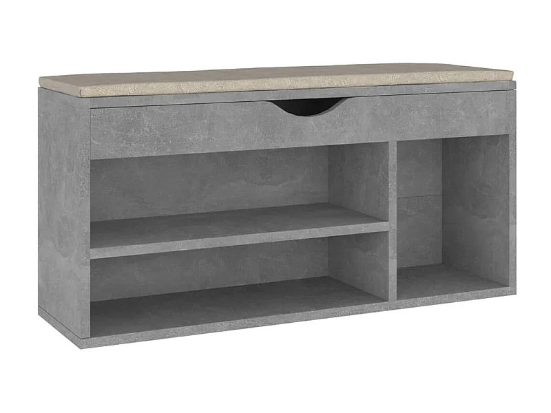 Banc à chaussures avec coussin Gris béton 104x30x49