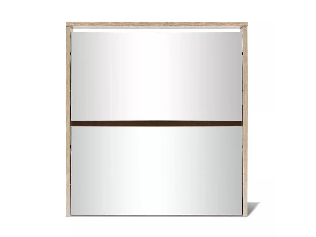 Meuble à chaussures 2 étages avec miroir 63 x 17x67 Chêne