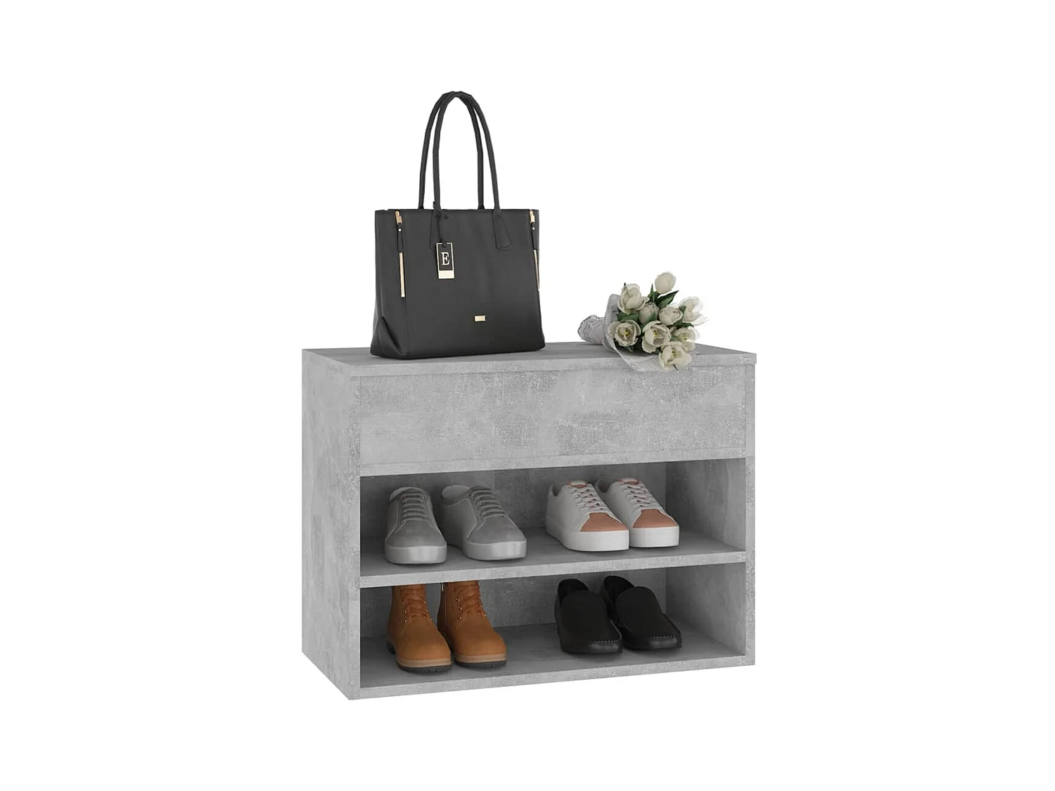 Banc à chaussures Gris béton 60x30x45