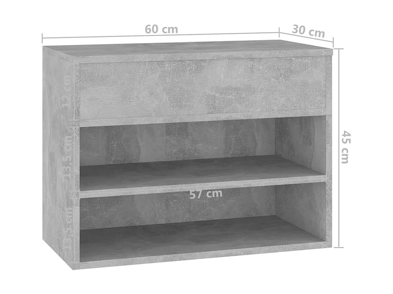 Banc à chaussures Gris béton 60x30x45