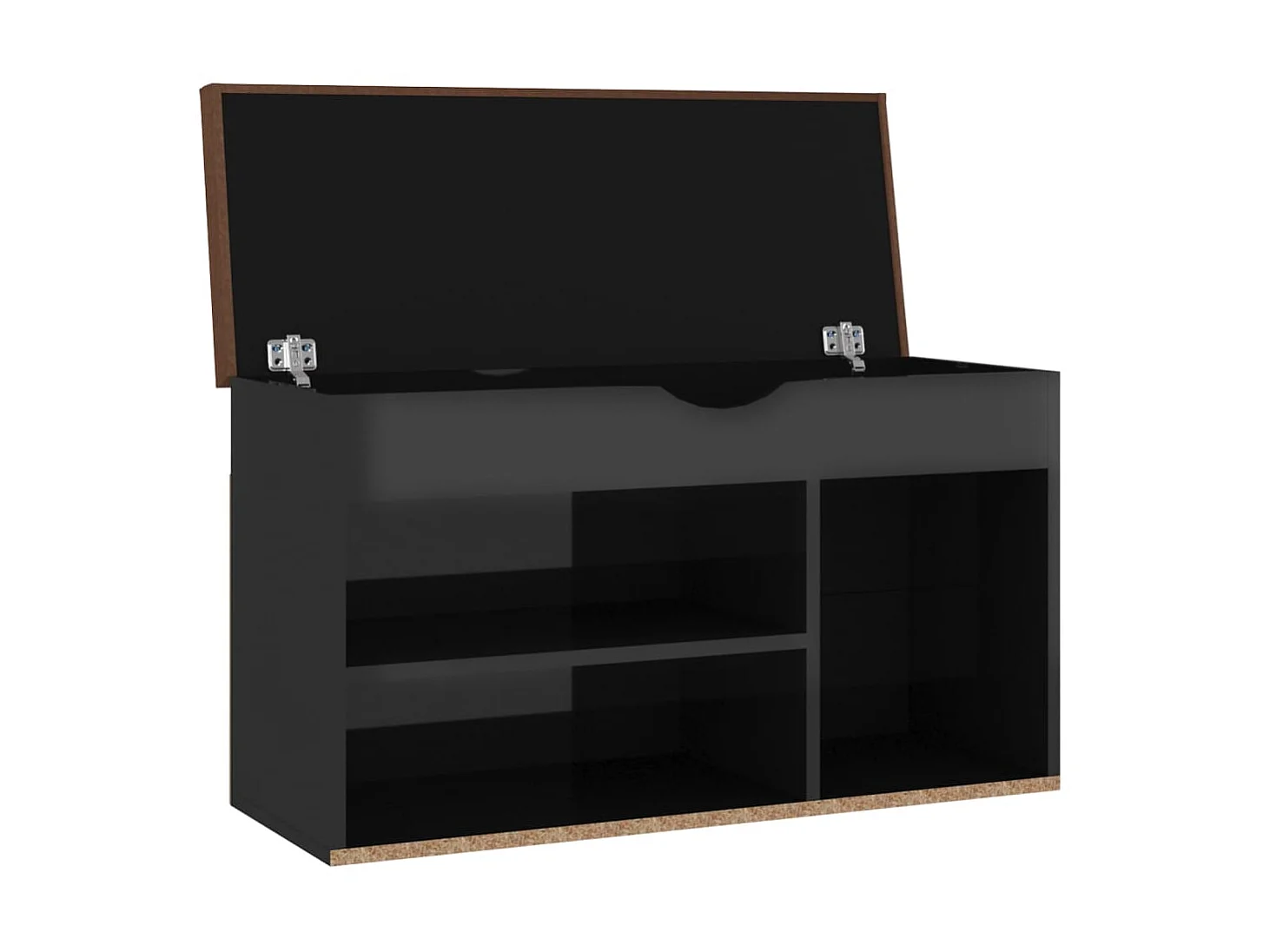 Banc à chaussures et coussin Noir brillant 80x30x47