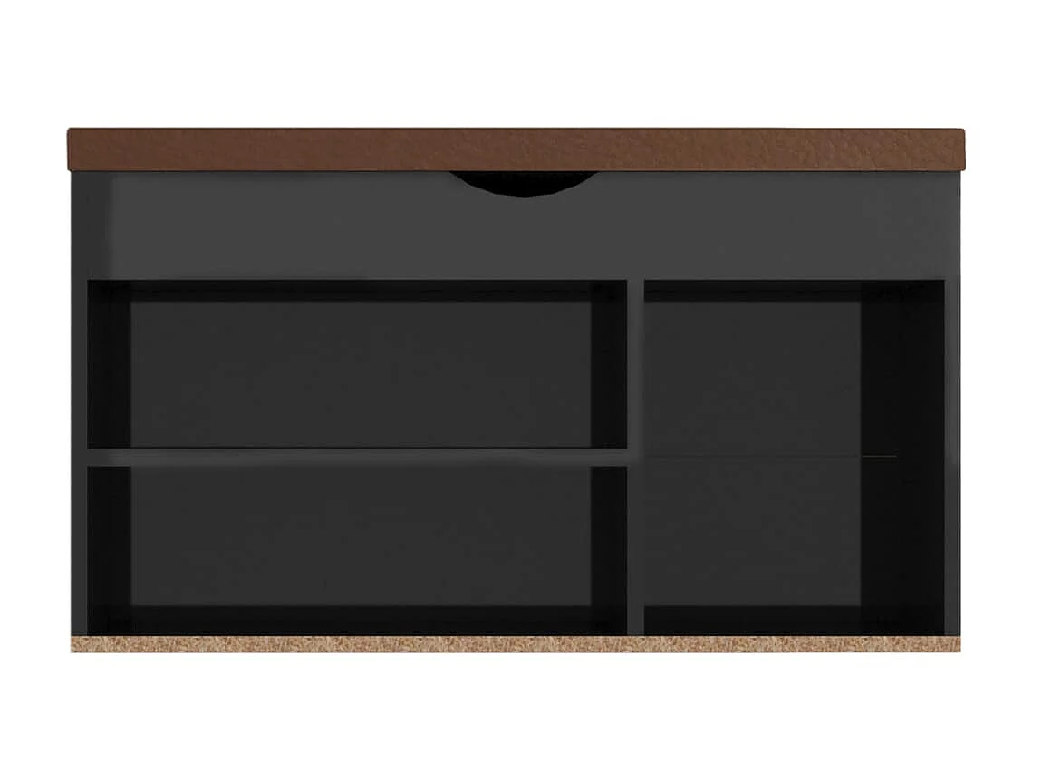 Banc à chaussures et coussin Noir brillant 80x30x47