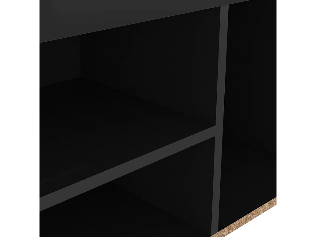 Banc à chaussures et coussin Noir brillant 80x30x47